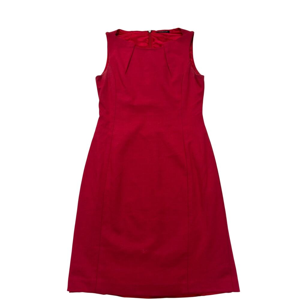 Elie Tahari Red Sheath Dress Sleeveless Stretch Career Cocktail See Measurements